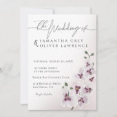 Elegant Orchid Minimalist Wedding Invitation Card Kaart (Voorkant)