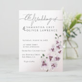 Elegant Orchid Minimalist Wedding Invitation Card Kaart (Staand voorkant)