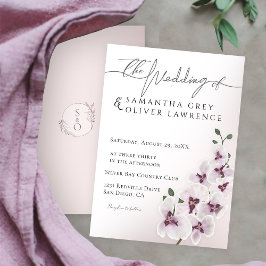 Elegant Orchid Minimalist Wedding Invitation Card Kaart