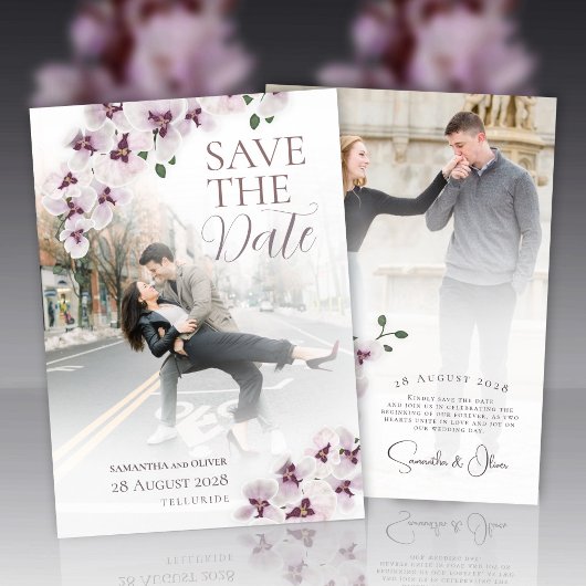 Elegant Orchid Minimalist Wedding Save the Date