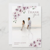 Elegant Orchid Minimalist Wedding Thank You Card Save The Date (Voorkant)