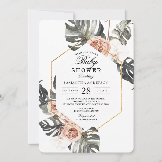 Elegant Orchid & Rozen Waterverf Lijst Kaart (Voorkant)