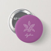 Elegant Orchid Simple Bold Paars Flower and Name Ronde Button 5,7 Cm (Voorkant /achterkant)