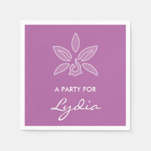 Elegant orchid Simple Bold Paars Flower met naam Servetten
