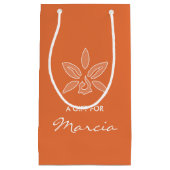 Elegant Orchid Simple Rich Oranje Flower met naam Klein Cadeauzakje (Voorkant)