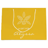 Elegant Orchid Simple Rich Yellow Flower met naam Large Cadeautasje (Voorkant)