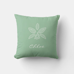 Elegant Orchid Simple Spring Green Flower en Name Kussen