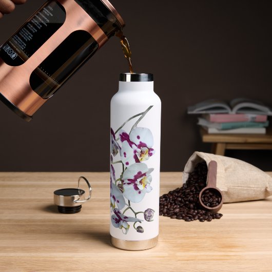 Elegant Orchid Water Bottle – Floral Hydration in  Waterfles (Koffie)
