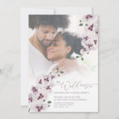 Elegant Orchid Wedding Invitation Photo Card Save The Date (Voorkant)
