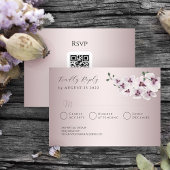 Elegant Orchid Wedding RSVP Card Kaartje