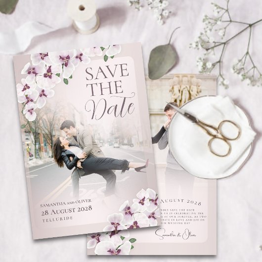 Elegant Orchid Wedding Save the Date 