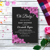 Elegant Orchidee Flower Zwart Bloemen Baby shower Kaart