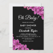 Elegant Orchidee Flower Zwart Bloemen Baby shower Kaart (Voorkant)