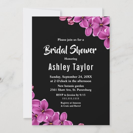 Elegant Orchidee Flower Zwart Bloemen Vrijgezellen Kaart (Voorkant)