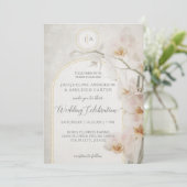 Elegant orchidee Gold Arch muste neutraal monogram Kaart (Staand voorkant)