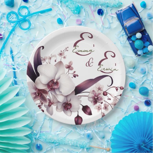 Elegant Orchidee Trouwpapier Bord (Feest)