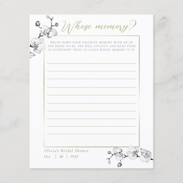 Elegant orchidee Vrijgezellenfeest met geheugenspe (Voorkant)