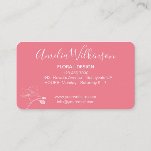 Elegant orchidee zwart-wit floreskleurig roze visitekaartje (Achterkant)