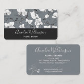 Elegant orchidee zwart-wit floreus fijn grijs visitekaartje (Voorkant / Achterkant)