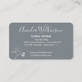 Elegant orchidee zwart-wit floreus fijn grijs visitekaartje (Achterkant)