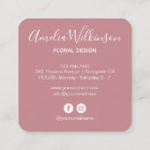 Elegant orchidee zwart wit, modern, roze vierkante visitekaartje (Achterkant)