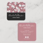 Elegant orchidee zwart wit, modern, roze vierkante visitekaartje (Voorkant / Achterkant)