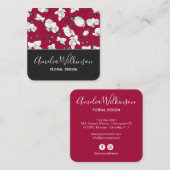 Elegant orchidee zwarte florale hedendaagse burgun vierkante visitekaartje (Voorkant / Achterkant)