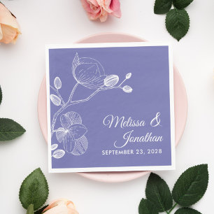 Elegant orchideeën florale moderne paarse bruiloft servet