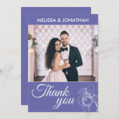 Elegant orchideeën florale moderne paarse trouwfot bedankkaart (Voorkant / Achterkant)