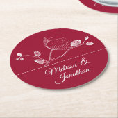 Elegant orchideeën florale moderne rode bruiloft ronde kartonnen onderzetter (Gebogen)