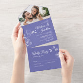 Elegant orchideeën paarse botanische bruiloft all in one uitnodiging (Afscheurbaar)