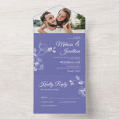 Elegant orchideeën paarse botanische bruiloft all in one uitnodiging (Binnen)