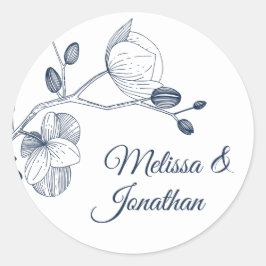 Elegant orchideeën romantisch modern bloemetjeshuw ronde sticker