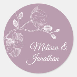 Elegant orchideeën romantisch modern bloemetjeshuw ronde sticker