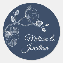 Elegant orchideeën romantisch modern bloemetjeshuw ronde sticker