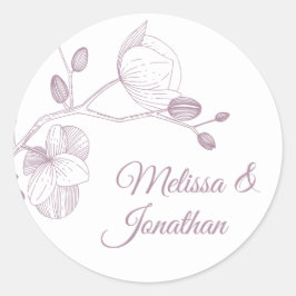 Elegant orchideeën romantisch modern bloemetjeshuw ronde sticker