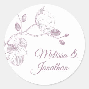 Elegant orchideeën romantisch modern bloemetjeshuw ronde sticker