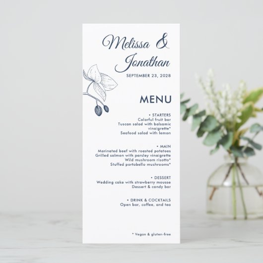 Elegant orchideeën romantische bloemetjes moderne  menu (Staand voorkant)