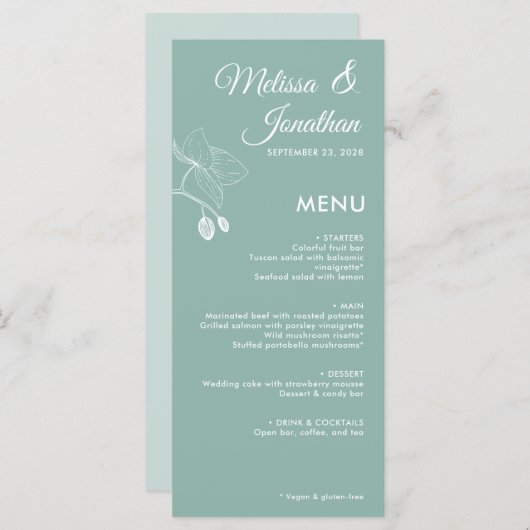 Elegant orchideeën romantische bloemetjes moderne  menu (Voorkant / Achterkant)