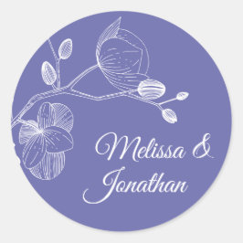 Elegant orchideeën romantische moderne florale bru ronde sticker