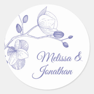 Elegant orchideeën romantische moderne florale bru ronde sticker