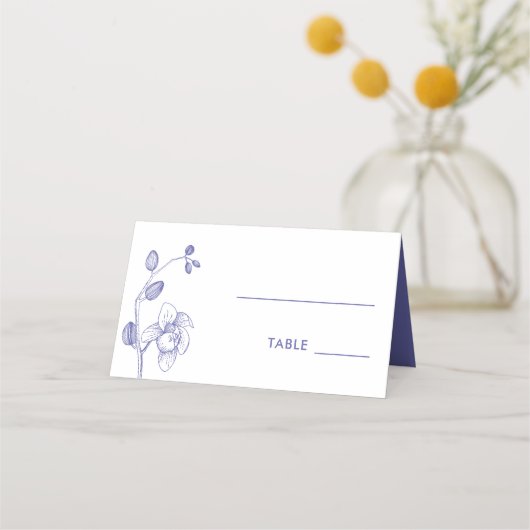 Elegant orchideeën simpele romantische bruiloft fl plaatskaartje (Achterkant)