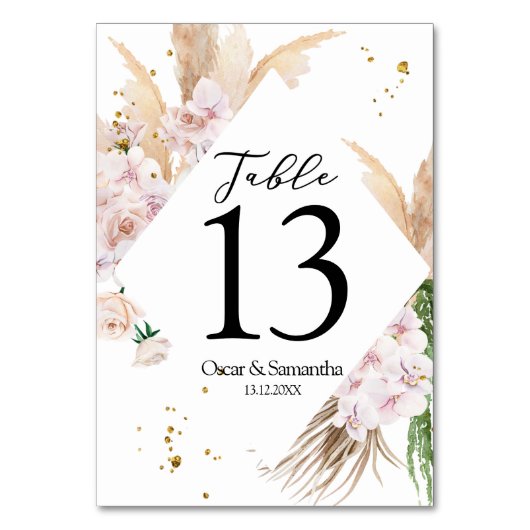 Elegant Orchids en Pampas Beauty Lijst Kaart (Achterkant)