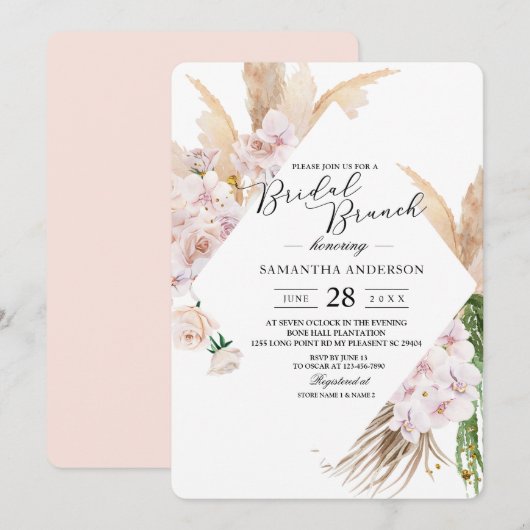 Elegant Orchids en Pampas Beauty Lijst Kaart (Voorkant / Achterkant)