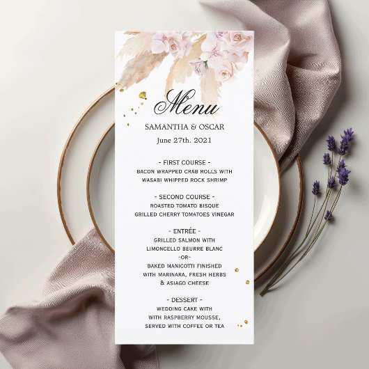 Elegant Orchids en Pampas Beauty Lijst Menu
