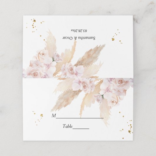 Elegant Orchids en Pampas Beauty Lijst Plaatskaartje (Buitenkant ongevouwen)