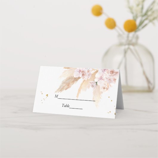 Elegant Orchids en Pampas Beauty Lijst Plaatskaartje (Voorkant)