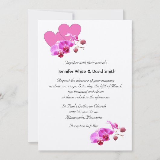 Elegant Orchids Wedding Invitation Kaart (Voorkant)