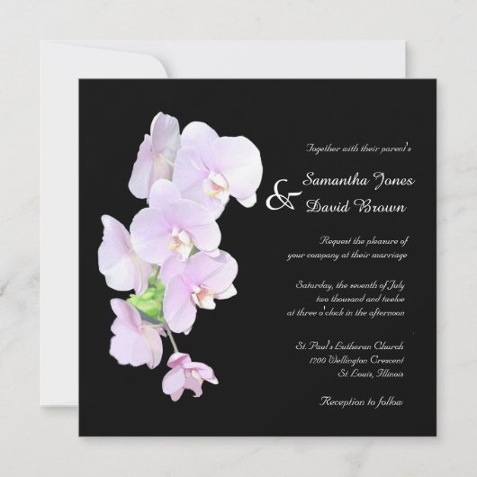 Elegant Orchids Wedding Invitation Kaart (Voorkant)