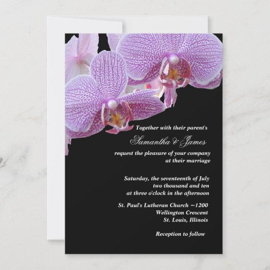 Elegant Orchids Wedding Invitation Kaart (Voorkant)